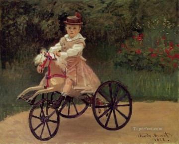  Caballos Pintura al %C3%B3leo - Jean Monet en su triciclo a caballo Claude Monet